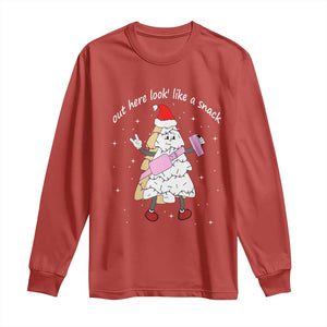 Boujee Christmas Tree Cake Long Sleeve Shirt Out Here Lookin' Like A Snack TS02 Red Print Your Wear