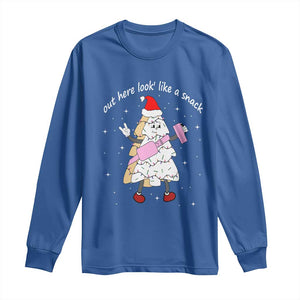 Boujee Christmas Tree Cake Long Sleeve Shirt Out Here Lookin' Like A Snack TS02 Royal Blue Print Your Wear