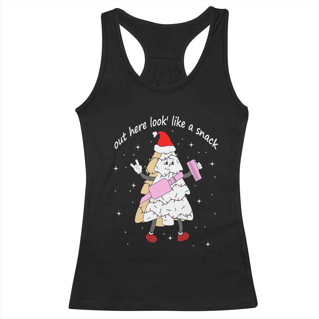Boujee Christmas Tree Cake Racerback Tank Top Out Here Lookin' Like A Snack TS02 Black Print Your Wear