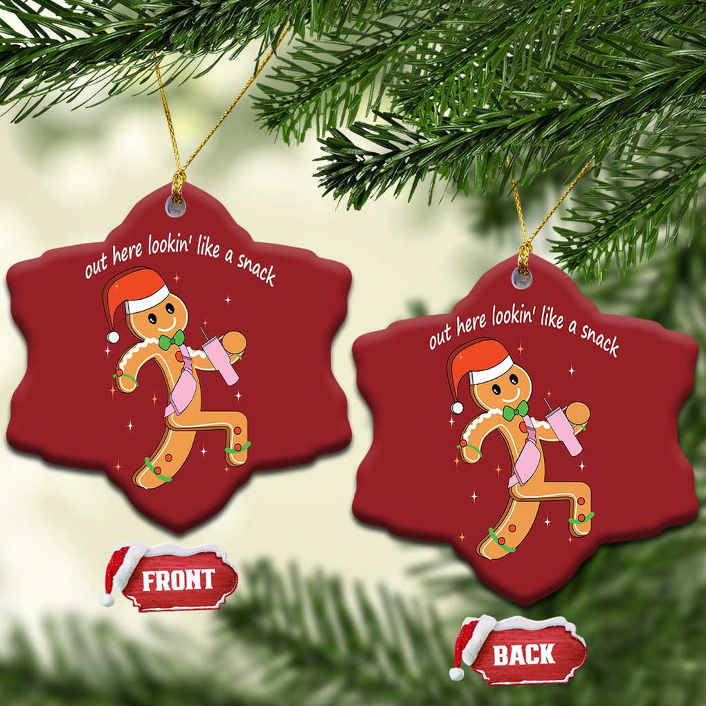 Boujee Gingerbread Man Christmas Ornament Out Here Lookin' Like A Snack TS02 Snow Flake Red Print Your Wear