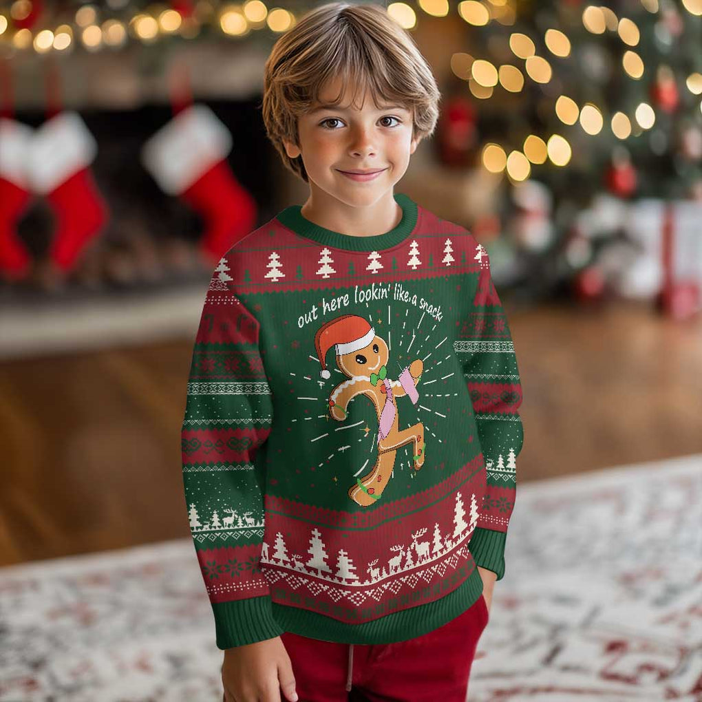 Boujee Gingerbread Man Ugly Christmas Sweater Out Here Lookin' Like A Snack TS02 Christmas Print Your Wear