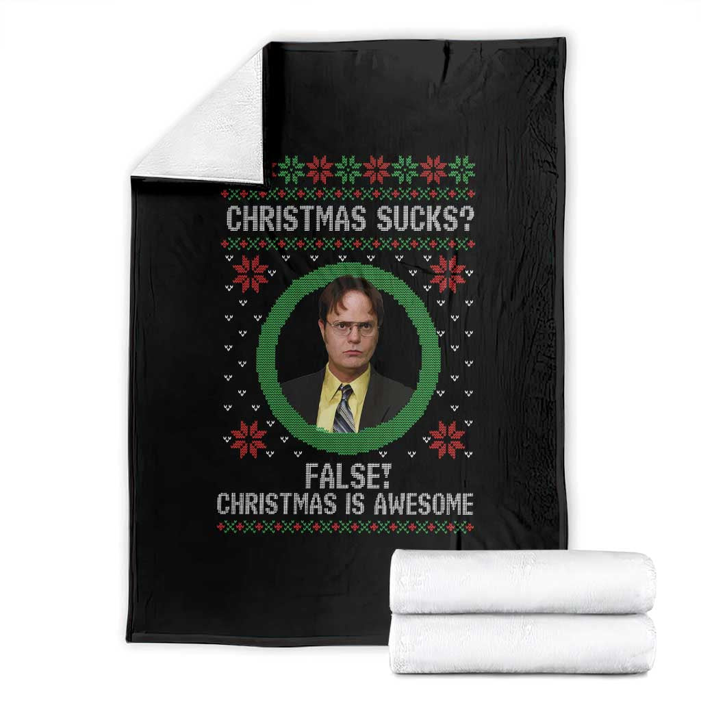 Christmas Sucks FALSE Christmas Is Awesome Throw Blanket Funny Xmas Office Holiday Humor TS02 Black Print Your Wear