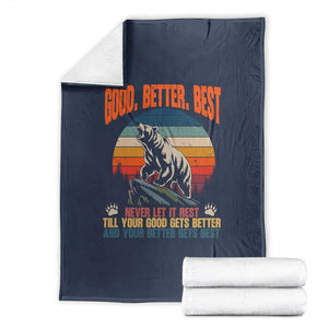 Retro Mountain Bear Outdoor Adventure Throw Blanket Good Better Best Inspiration Motivation TS02 Navy Print Your Wear
