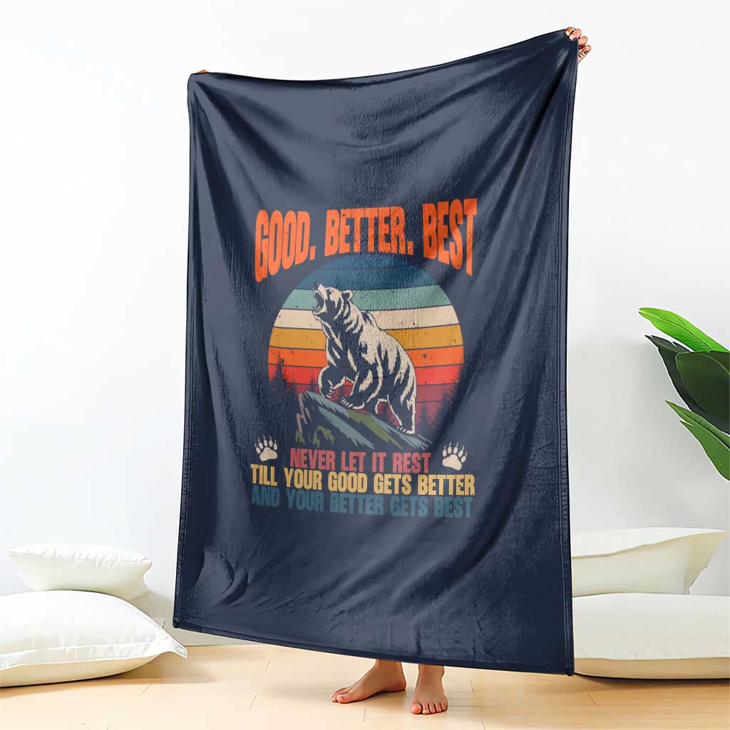 Retro Mountain Bear Outdoor Adventure Throw Blanket Good Better Best Inspiration Motivation TS02 Print Your Wear