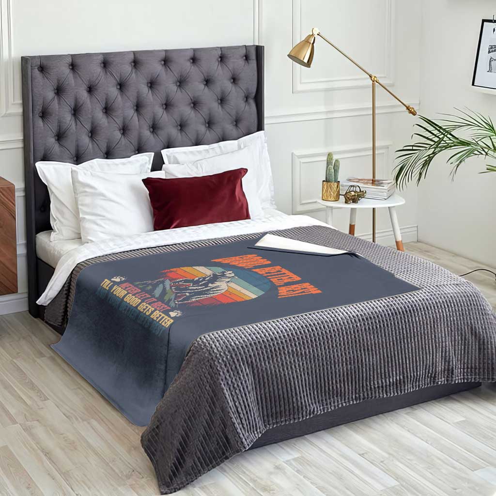 Retro Mountain Bear Outdoor Adventure Throw Blanket Good Better Best Inspiration Motivation TS02 Print Your Wear
