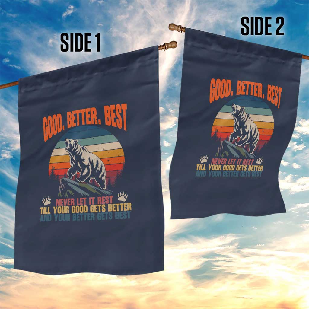 Retro Mountain Bear Outdoor Adventure Garden Flag Good Better Best Inspiration Motivation TS02 Print Your Wear