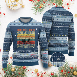 Good Better Best Motivational Hanukkah Ugly Sweater Retro Never Let It Rest TS02 Navy Light Blue Print Your Wear