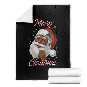 Merry Christmas Black Santa Claus Throw Blanket Retro Nostalgic Festive Holiday TS02 Black Print Your Wear