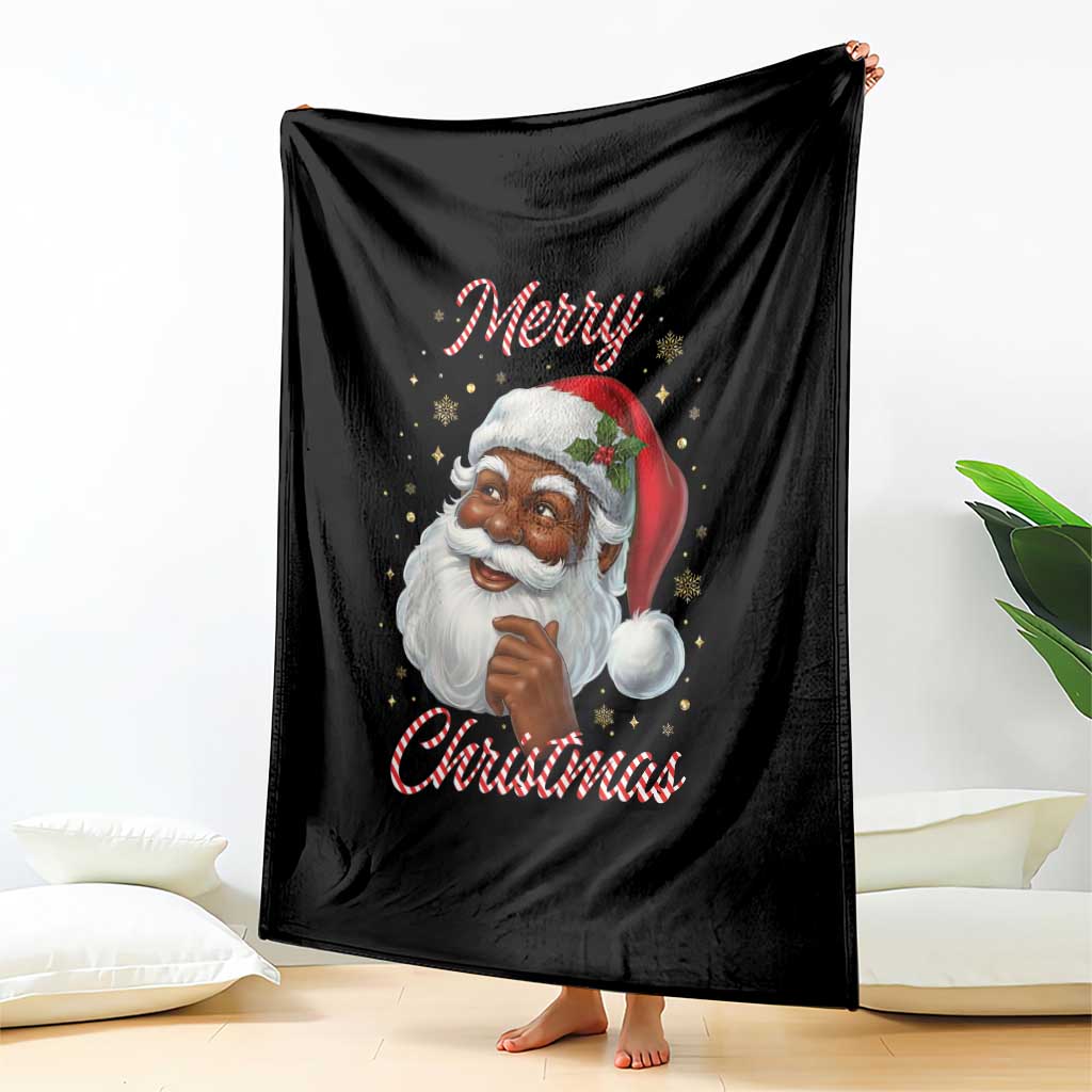 Merry Christmas Black Santa Claus Throw Blanket Retro Nostalgic Festive Holiday TS02 Print Your Wear