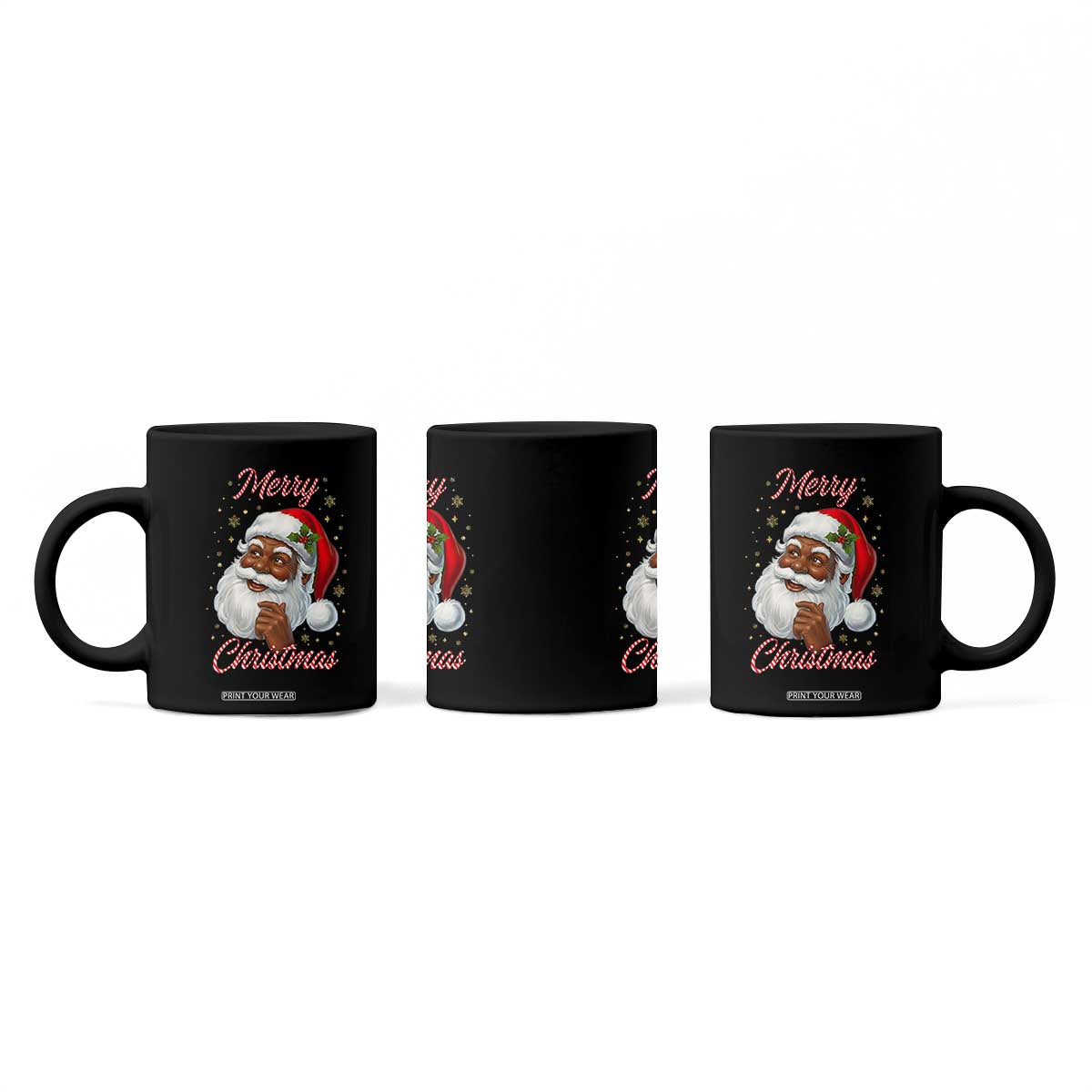 Merry Christmas Black Santa Claus Coffee Mug Retro Nostalgic Festive Holiday TS02 Print Your Wear