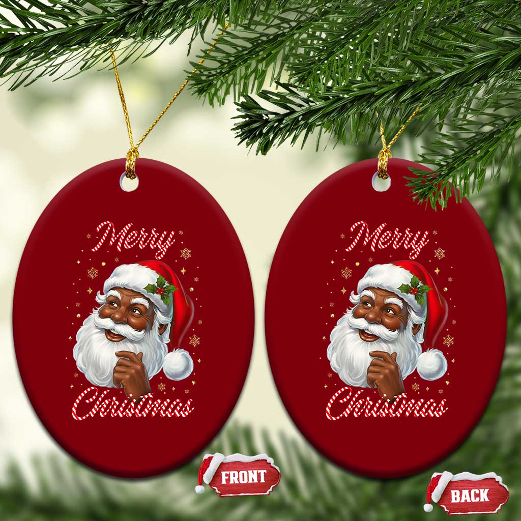 Merry Christmas Black Santa Claus Ceramic Ornament Retro Nostalgic Festive Holiday TS02 Print Your Wear