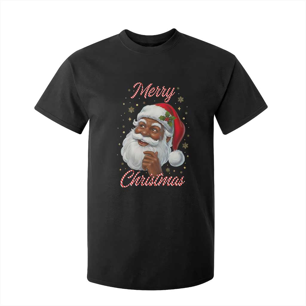 Merry Christmas Black Santa Claus T Shirt For Kid Retro Nostalgic Festive Holiday TS02 Black Print Your Wear