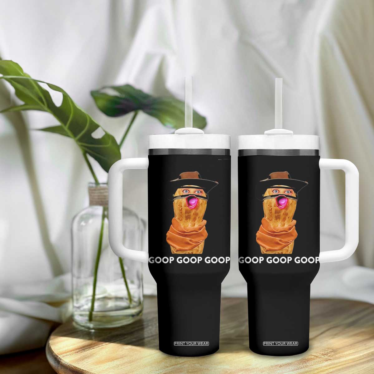 Goop Goop Goop Meme Tumbler With Handle Unhinged Cowboy Peanut Core Weirdos TS02 Print Your Wear