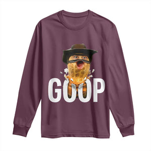 Goop Meme Explosion Long Sleeve Shirt Screaming Peanut Cowboy Brainrot Energy TS02 Maroon Print Your Wear