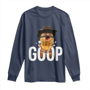 Goop Meme Explosion Long Sleeve Shirt Screaming Peanut Cowboy Brainrot Energy TS02 Navy Print Your Wear