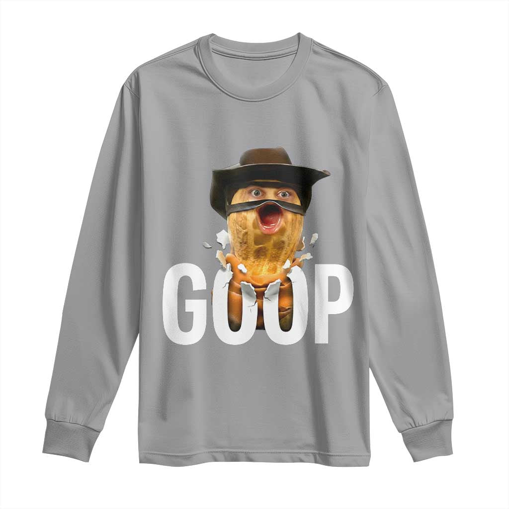 Goop Meme Explosion Long Sleeve Shirt Screaming Peanut Cowboy Brainrot Energy TS02 Sport Gray Print Your Wear