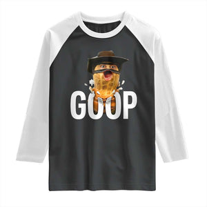 Goop Meme Explosion Raglan Shirt Screaming Peanut Cowboy Brainrot Energy TS02 Black White Print Your Wear