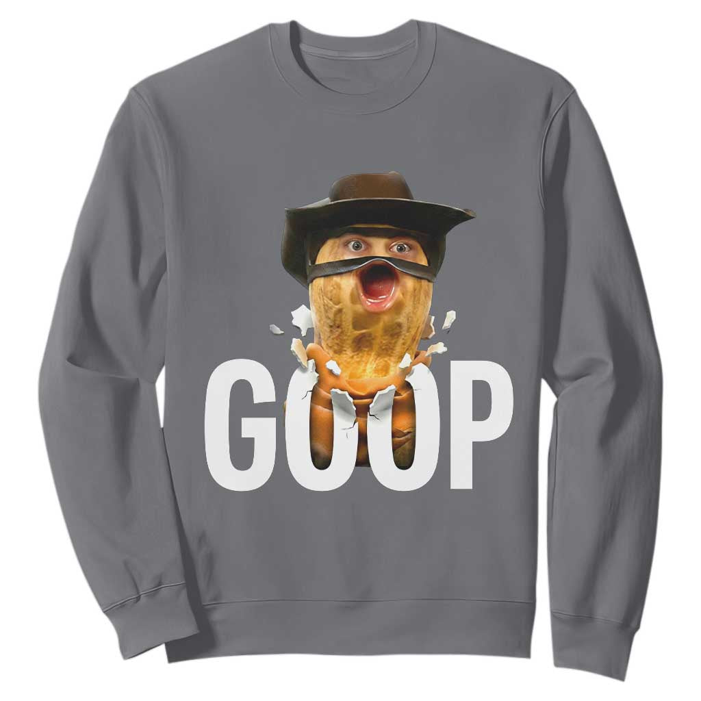 Goop Meme Explosion Sweatshirt Screaming Peanut Cowboy Brainrot Energy TS02 Charcoal Print Your Wear