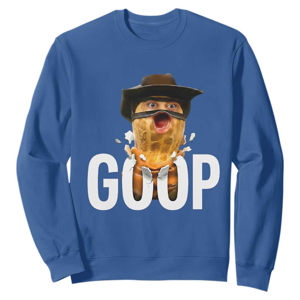 Goop Meme Explosion Sweatshirt Screaming Peanut Cowboy Brainrot Energy TS02 Royal Blue Print Your Wear