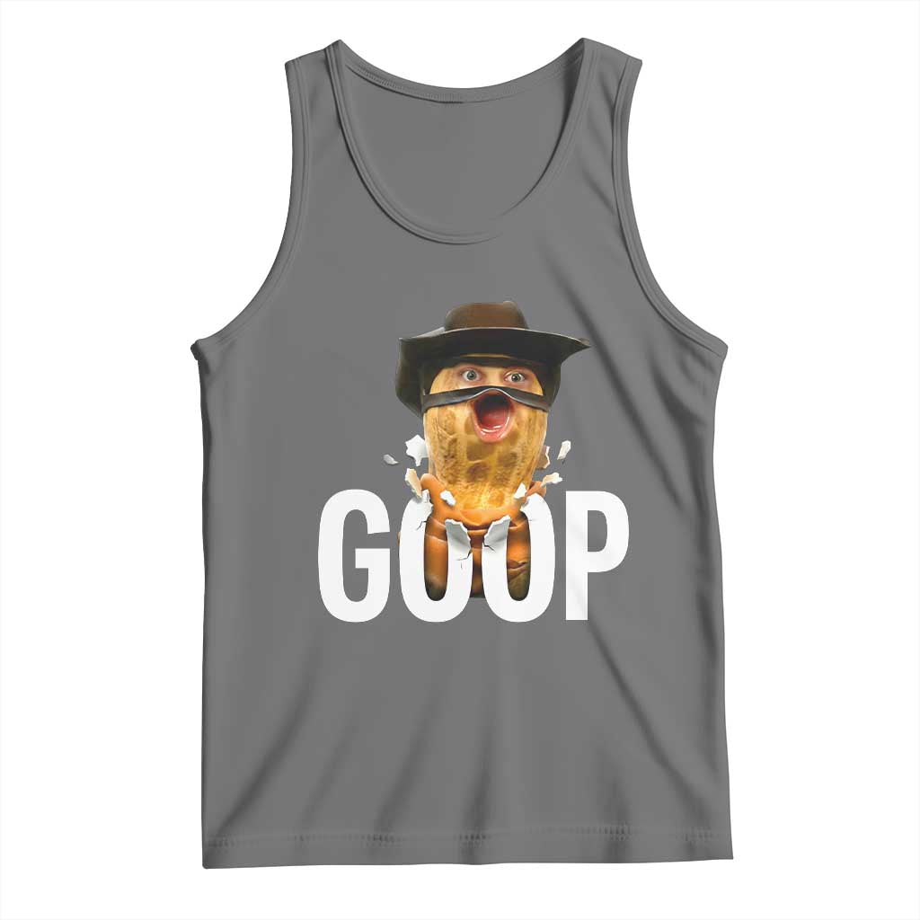 Goop Meme Explosion Tank Top Screaming Peanut Cowboy Brainrot Energy TS02 Black Heather Print Your Wear