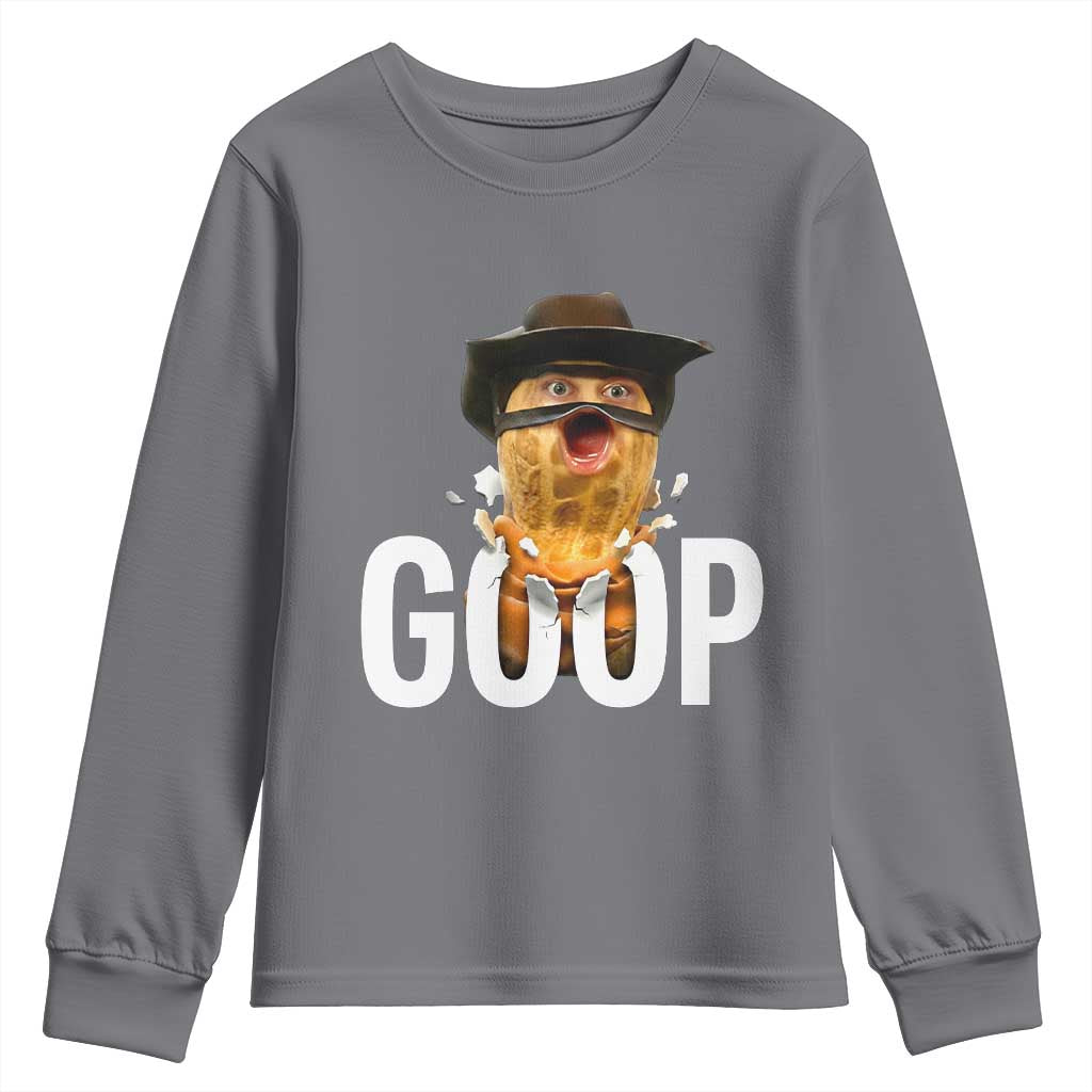 Goop Meme Explosion Youth Sweatshirt Screaming Peanut Cowboy Brainrot Energy TS02 Charcoal Print Your Wear