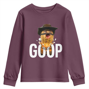 Goop Meme Explosion Youth Sweatshirt Screaming Peanut Cowboy Brainrot Energy TS02 Maroon Print Your Wear