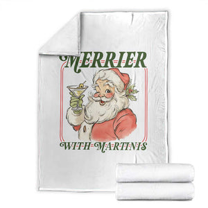 Merrier With Martinis Throw Blanket Funny Retro Santa Christmas Cocktail Lover TS02 White Print Your Wear