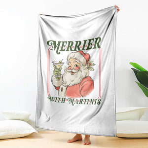Merrier With Martinis Throw Blanket Funny Retro Santa Christmas Cocktail Lover TS02 Print Your Wear