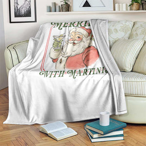 Merrier With Martinis Throw Blanket Funny Retro Santa Christmas Cocktail Lover TS02 Print Your Wear