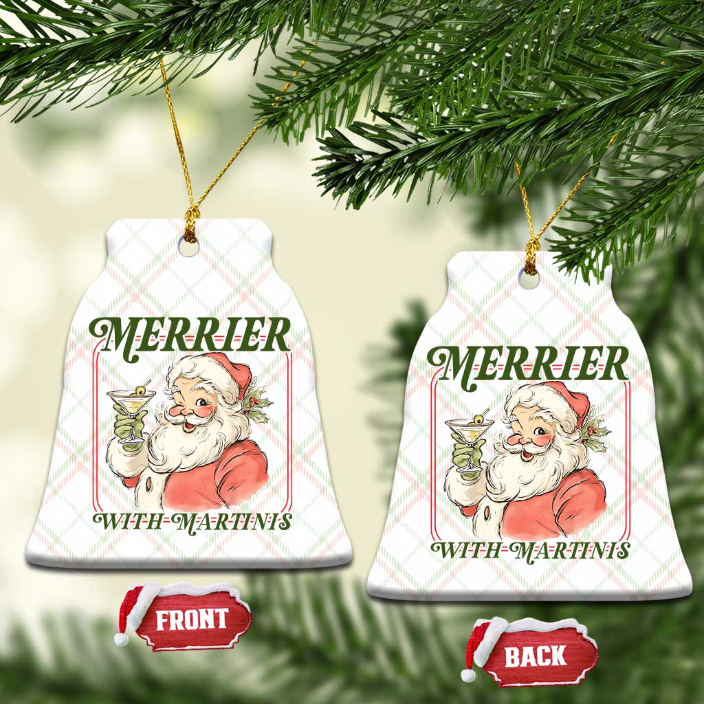 Merrier With Martinis Ceramic Ornament Funny Retro Santa Christmas Cocktail Lover TS02 Print Your Wear
