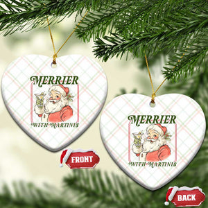 Merrier With Martinis Ceramic Ornament Funny Retro Santa Christmas Cocktail Lover TS02 Print Your Wear