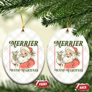 Merrier With Martinis Ceramic Ornament Funny Retro Santa Christmas Cocktail Lover TS02 Print Your Wear