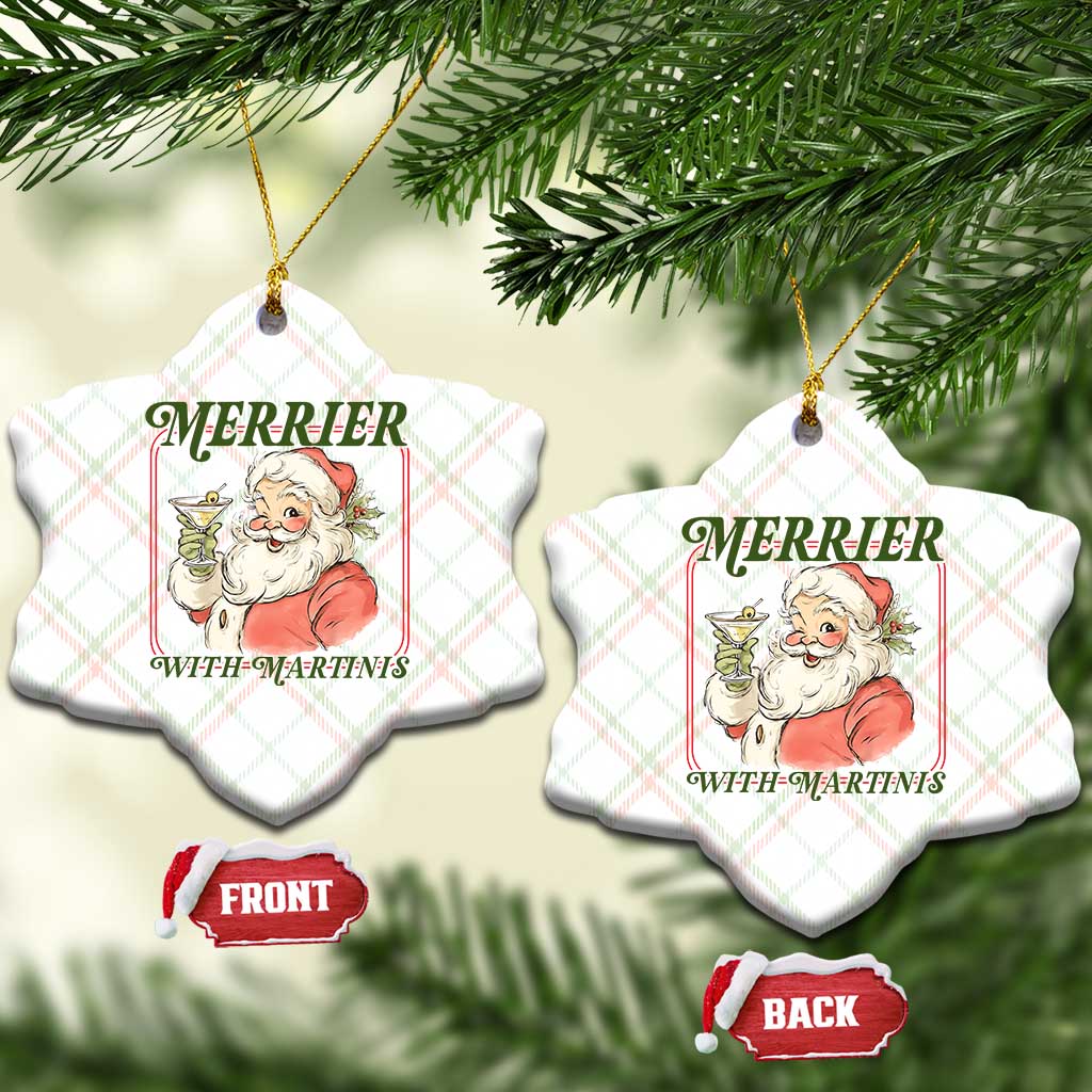 Merrier With Martinis Ceramic Ornament Funny Retro Santa Christmas Cocktail Lover TS02 Print Your Wear