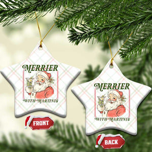 Merrier With Martinis Ceramic Ornament Funny Retro Santa Christmas Cocktail Lover TS02 Print Your Wear