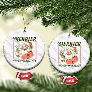 Merrier With Martinis Ceramic Ornament Funny Retro Santa Christmas Cocktail Lover TS02 1pc White Marble Print Your Wear