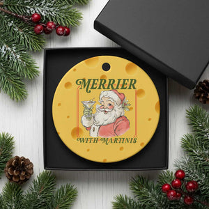 Merrier With Martinis Ceramic Ornament Funny Retro Santa Christmas Cocktail Lover TS02 1pc Yellow Cheese Print Your Wear