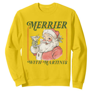 Merrier With Martinis Sweatshirt Funny Retro Santa Christmas Cocktail Lover TS02 Daisy Print Your Wear