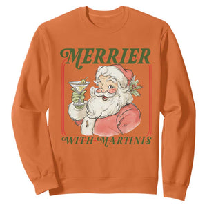 Merrier With Martinis Sweatshirt Funny Retro Santa Christmas Cocktail Lover TS02 Orange Print Your Wear