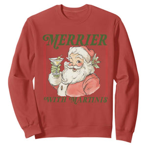 Merrier With Martinis Sweatshirt Funny Retro Santa Christmas Cocktail Lover TS02 Red Print Your Wear