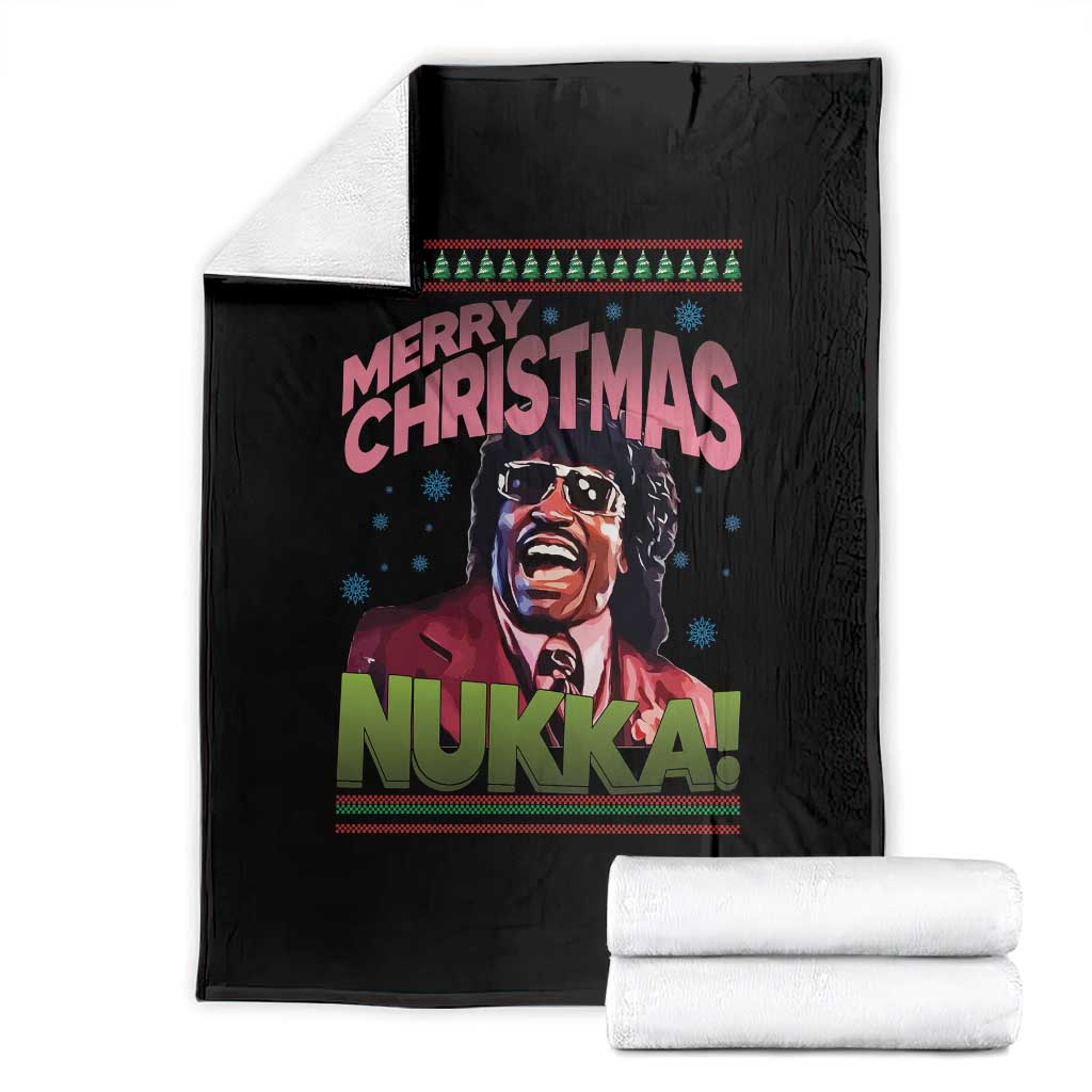 Funny Retro Merry Christmas Nukka Parody Throw Blanket Xmas Throwback Parody Urban Comedy TS02 Black Print Your Wear