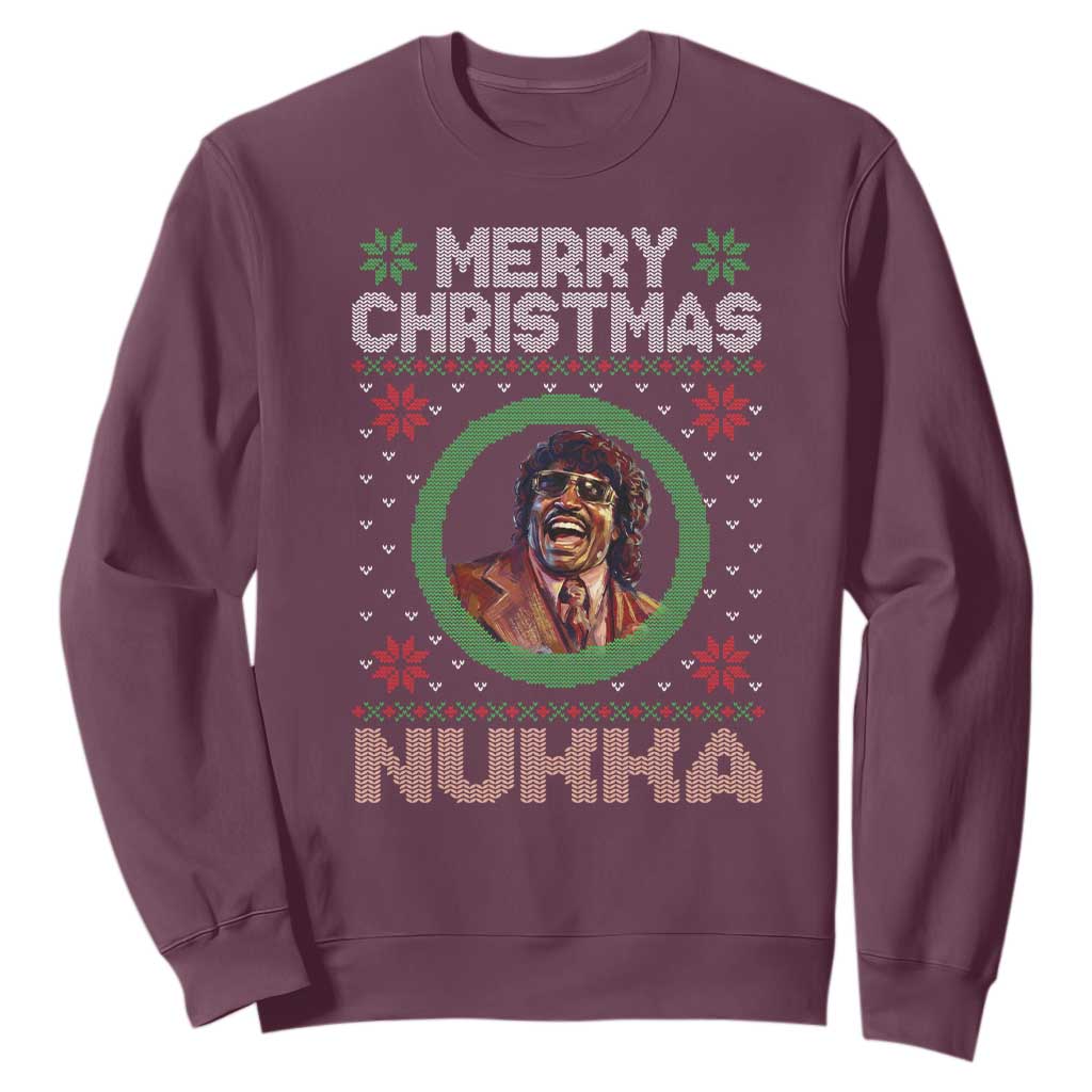 Funny Retro Merry Christmas Nukka Parody Sweatshirt Holiday Cheer 90s Xmas Throwback Parody TS02 Maroon Print Your Wear