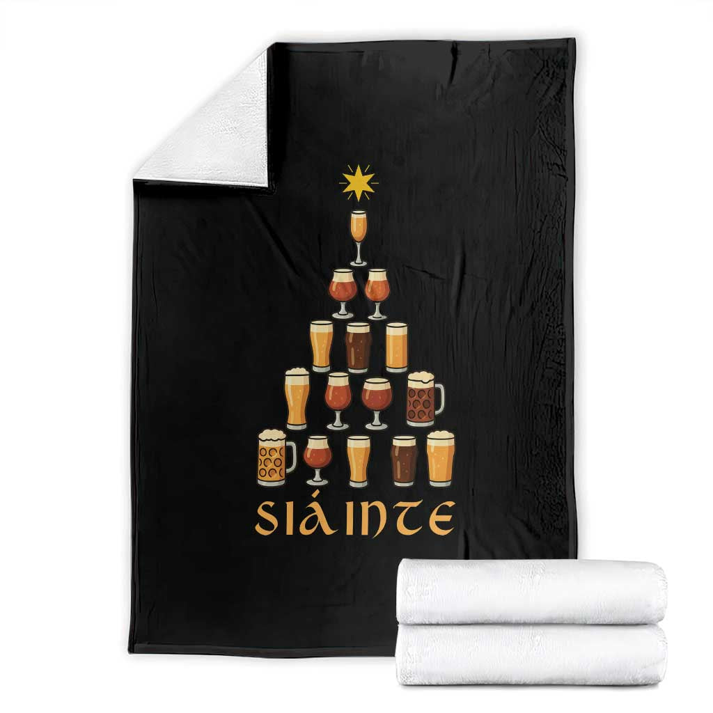 Sláinte Christmas Tree Pint Glass Throw Blanket Ale Glass Beer Drinking Lover Holiday Party TS02 Black Print Your Wear