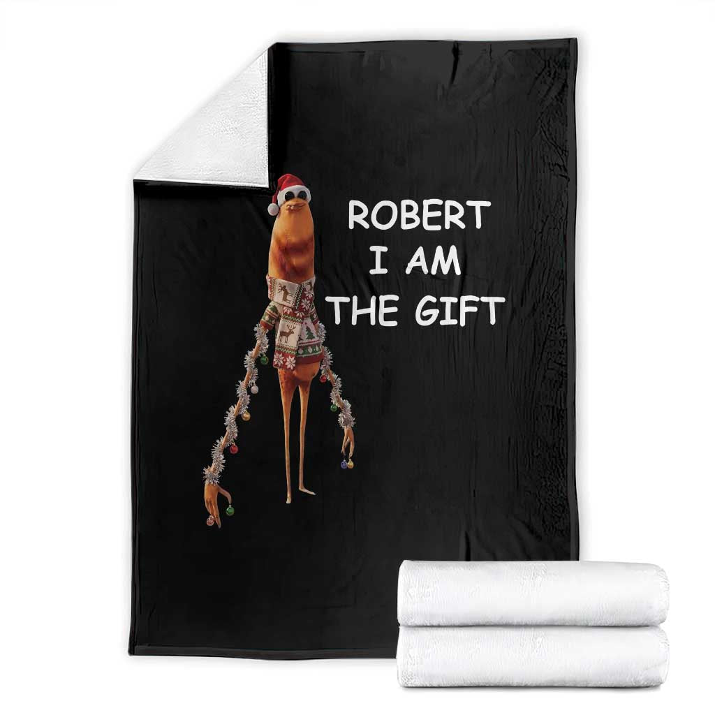 Funny Marcus the Worm in Ugly Christmas Sweater Throw Blanket Robert I Am the Gift Meme Holiday Humor TS02 Black Print Your Wear