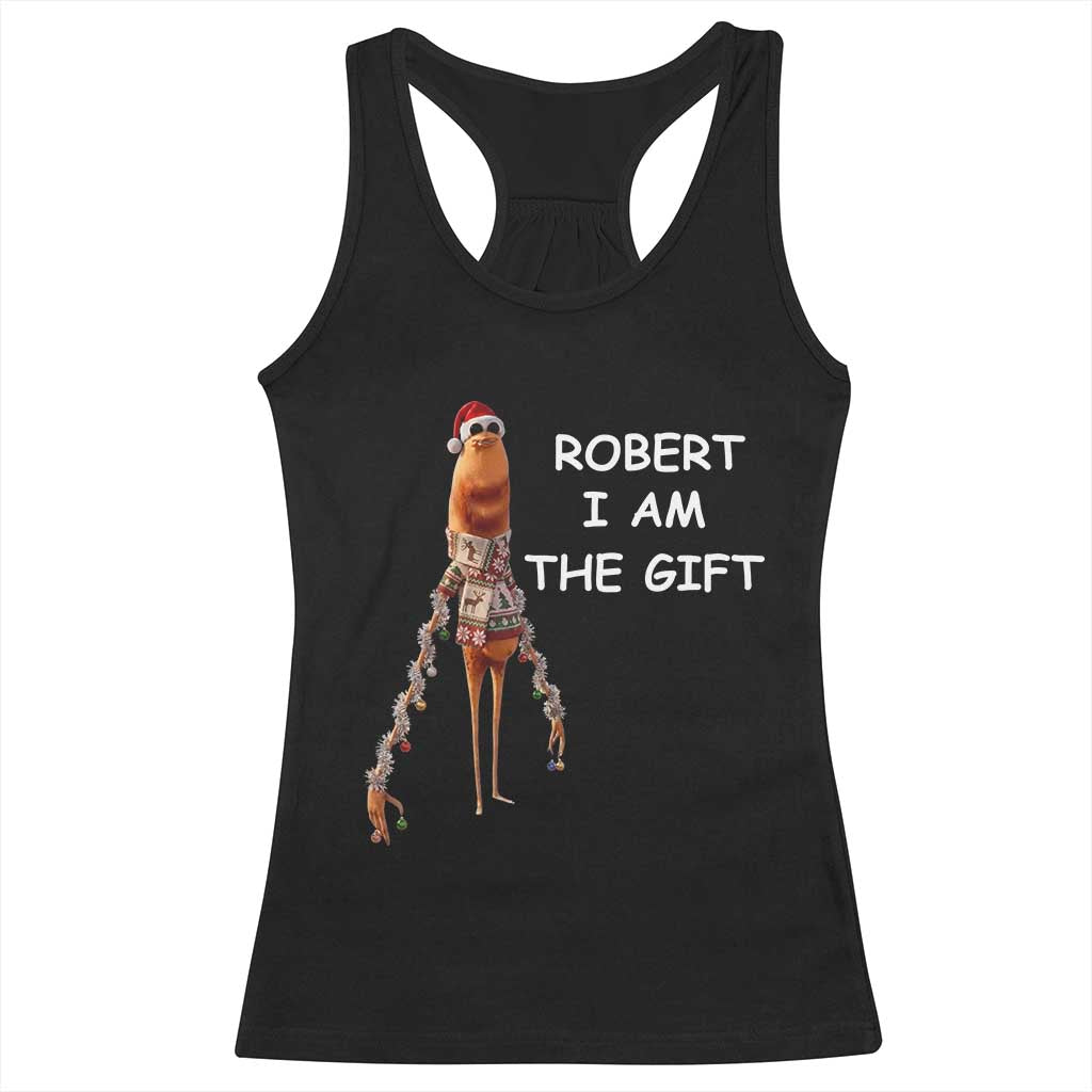 Funny Marcus the Worm in Ugly Christmas Sweater Racerback Tank Top Robert I Am the Gift Meme Holiday Humor TS02 Black Print Your Wear