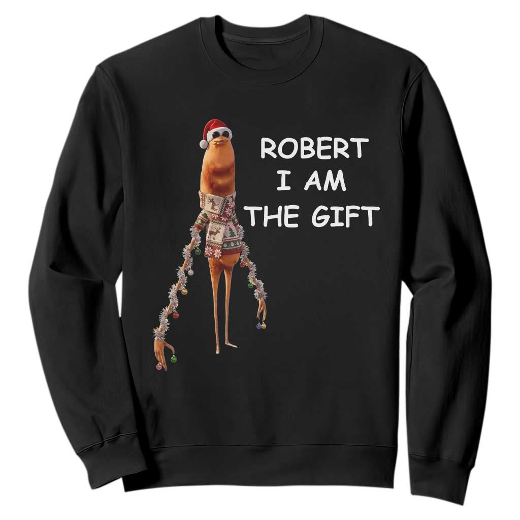 Funny Marcus the Worm in Ugly Christmas Sweater Sweatshirt Robert I Am the Gift Meme Holiday Humor TS02 Black Print Your Wear