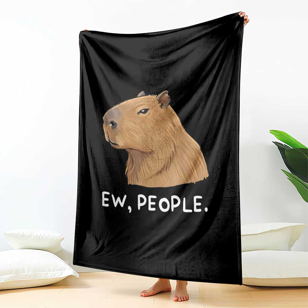 Anti Social Capybara Meme Throw Blanket Ew People Sarcastic Funny Introvert Gift TS02 Print Your Wear
