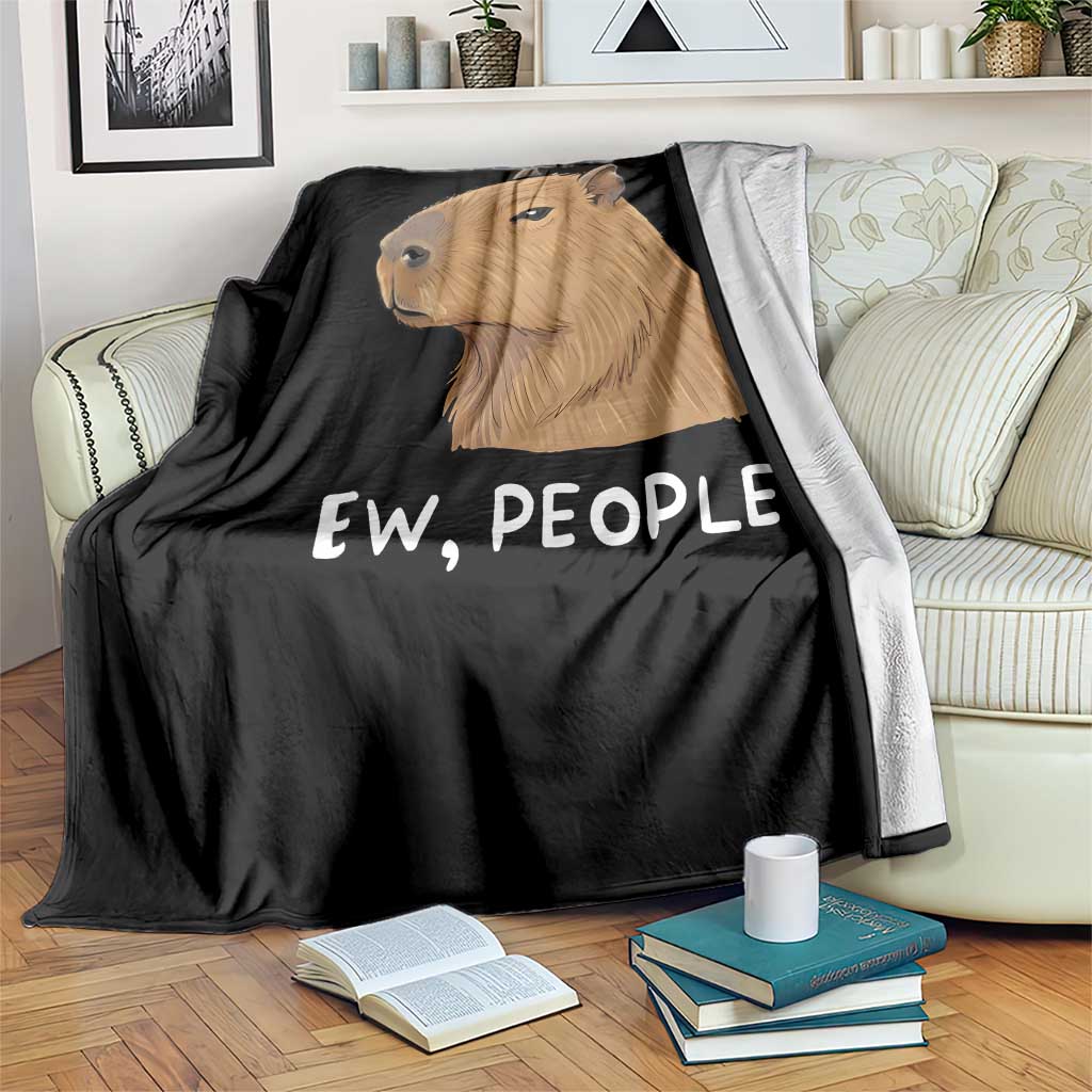 Anti Social Capybara Meme Throw Blanket Ew People Sarcastic Funny Introvert Gift TS02 Print Your Wear