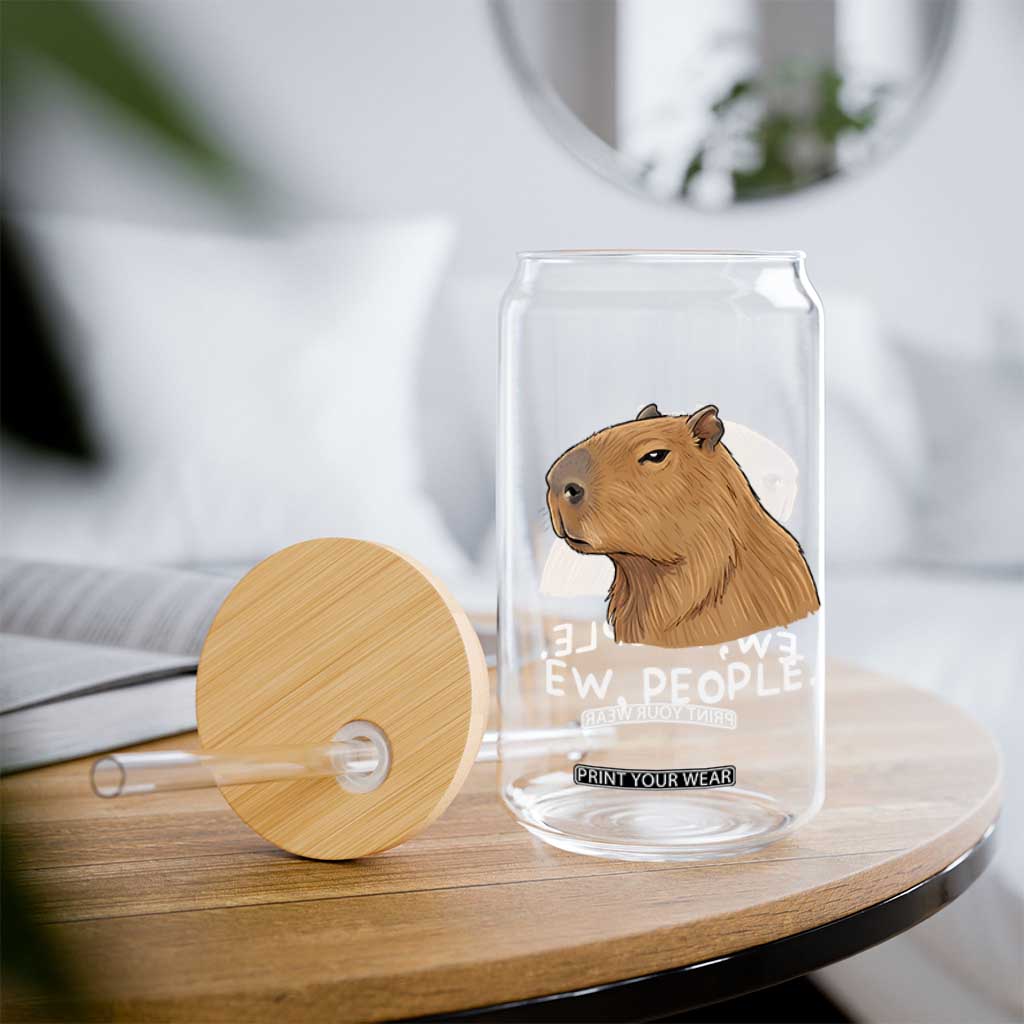 Anti Social Capybara Meme Glass Can Ew People Sarcastic Funny Introvert Gift TS02 Print Your Wear