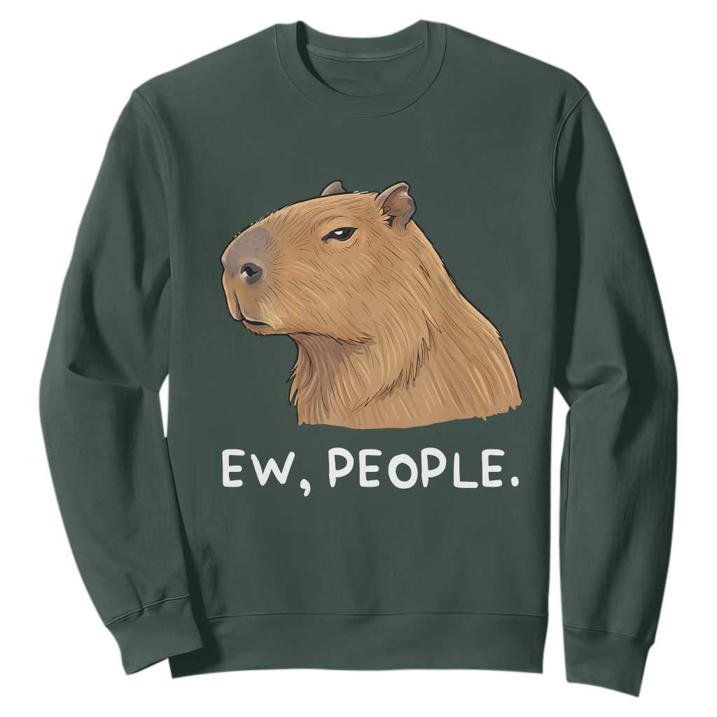 Anti Social Capybara Meme Sweatshirt Ew People Sarcastic Funny Introvert Gift TS02 Dark Forest Green Print Your Wear