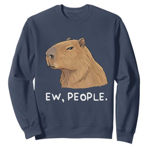 Anti Social Capybara Meme Sweatshirt Ew People Sarcastic Funny Introvert Gift TS02 Navy Print Your Wear